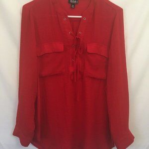 a.n.a. Red Sheer Tunic Top Petite XLarge